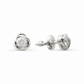 Серьги из белого золота АЛЬКОР 2304-200 с бриллиантом 2304-200 фото