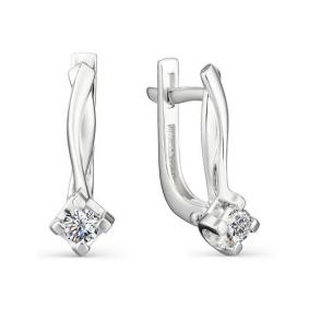 Серьги из белого золота АЛЬКОР 23042-200 с бриллиантом 23042-200 фото