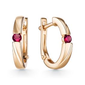 Золотые серьги АЛЬКОР 23073-103 с рубином 23073-103 фото