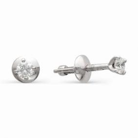 Серьги из белого золота АЛЬКОР 2308-200 с бриллиантом 2308-200 фото