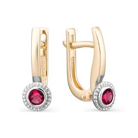 Золотые серьги АЛЬКОР 23082-103 с рубином 23082-103 фото