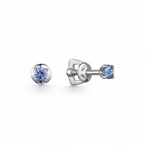 Серьги из белого золота АЛЬКОР с танзанитом 2309-204 2309-204 фото