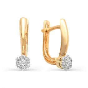 Золотые серьги АЛЬКОР 23090-100 с бриллиантом 23090-100 фото