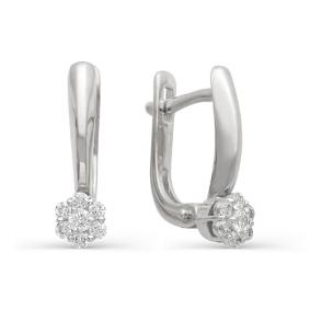 Серьги из белого золота АЛЬКОР 23090-200 с бриллиантом 23090-200 фото