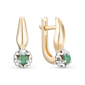 Золотые серьги АЛЬКОР 23093-101 с изумрудом 23093-101 фото