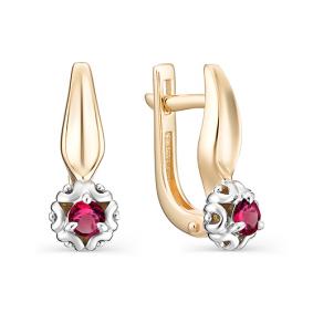Золотые серьги АЛЬКОР 23093-103 с рубином 23093-103 фото
