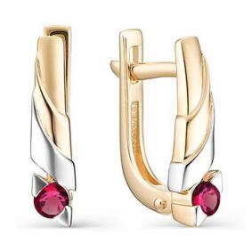 Золотые серьги АЛЬКОР 23097-103 с рубином 23097-103 фото