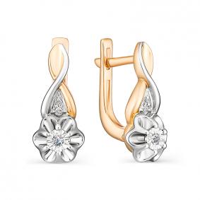 Золотые серьги АЛЬКОР 23105-100 с бриллиантом 23105-100 фото