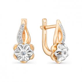 Золотые серьги АЛЬКОР 23107-100 с бриллиантом 23107-100 фото