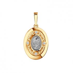 Золотая подвеска Знак зодиака Рыбы AQUAMARINE с фианитом 23111А 23111А фото