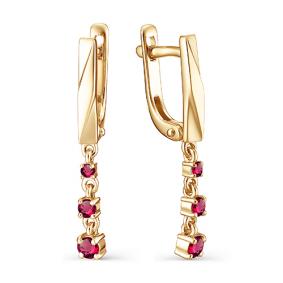 Золотые серьги АЛЬКОР 23126-103 с рубином 23126-103 фото