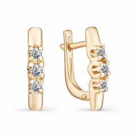 Золотые серьги АЛЬКОР 23133-100 с бриллиантом 23133-100 фото