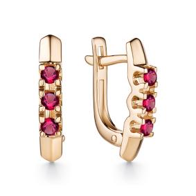 Золотые серьги АЛЬКОР 23134-103 с рубином 23134-103 фото