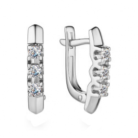 Серьги из белого золота АЛЬКОР 23134-200 с бриллиантом 23134-200 фото