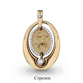 Золотая подвеска Знак зодиака Стрелец AQUAMARINE с фианитом 23142А 23142А фото