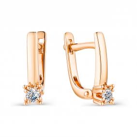 Золотые серьги АЛЬКОР 23145-100 с бриллиантом 23145-100 фото