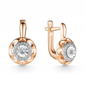 Золотые серьги АЛЬКОР 23156-100 с бриллиантом 23156-100 фото