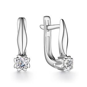Серьги из белого золота АЛЬКОР 23157-200 с бриллиантом 23157-200 фото