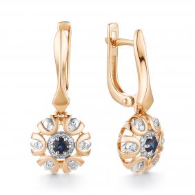 Золотые серьги АЛЬКОР 23160-102 с бриллиантом 23160-102 фото