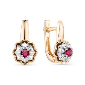 Золотые серьги АЛЬКОР 23167-103 с рубином 23167-103 фото