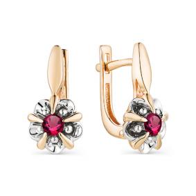 Золотые серьги АЛЬКОР 23169-103 с рубином 23169-103 фото