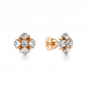 Золотые серьги АЛЬКОР 23196-100 с бриллиантом 23196-100 фото