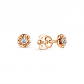 Золотые серьги АЛЬКОР 23213-100 с бриллиантом 23213-100 фото