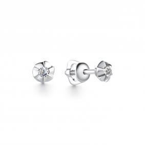 Серьги из белого золота АЛЬКОР 23215-200 с бриллиантом 23215-200 фото