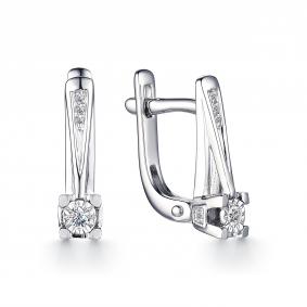 Серьги из белого золота АЛЬКОР 23218-200 с бриллиантом 23218-200 фото