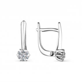 Серьги из белого золота АЛЬКОР 23227-200 с бриллиантом 23227-200 фото