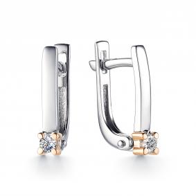 Серьги из белого золота АЛЬКОР 23245-200 с бриллиантом 23245-200 фото