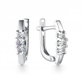 Серьги из белого золота АЛЬКОР 23248-200 с бриллиантом 23248-200 фото