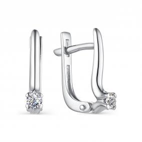Серьги из белого золота АЛЬКОР 23249-200 с бриллиантом 23249-200 фото