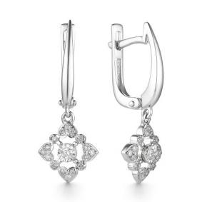 Серьги из белого золота АЛЬКОР 23250-200 с бриллиантом 23250-200 фото