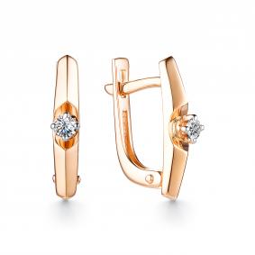 Золотые серьги АЛЬКОР 23253-100 с бриллиантом 23253-100 фото