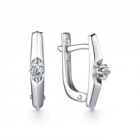 Серьги из белого золота АЛЬКОР 23253-200 с бриллиантом 23253-200 фото