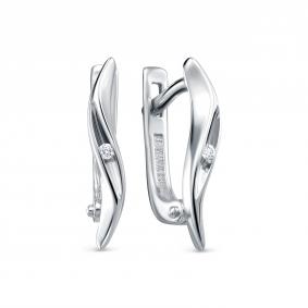 Серьги из белого золота АЛЬКОР 23259-200 с бриллиантом 23259-200 фото