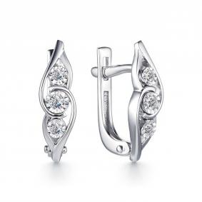 Серьги из белого золота АЛЬКОР 23260-200 с бриллиантом 23260-200 фото