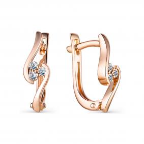 Золотые серьги АЛЬКОР 23261-100 с бриллиантом 23261-100 фото