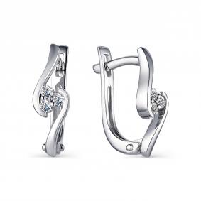 Серьги из белого золота АЛЬКОР 23261-200 с бриллиантом 23261-200 фото