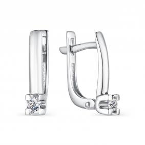 Серьги из белого золота АЛЬКОР 23263-200 с бриллиантом 23263-200 фото