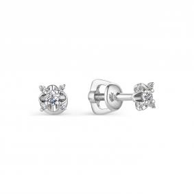 Серьги из белого золота АЛЬКОР 23272-200 с бриллиантом 23272-200 фото