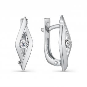 Серьги из белого золота АЛЬКОР 23275-200 с бриллиантом 23275-200 фото