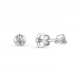 Серьги из белого золота АЛЬКОР 23278-200 с бриллиантом 23278-200 фото