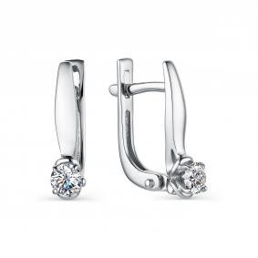 Серьги из белого золота АЛЬКОР 23280-200 с бриллиантом 23280-200 фото