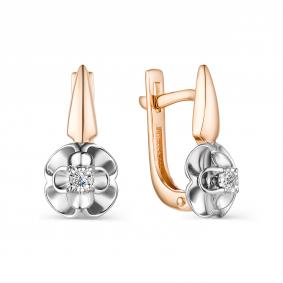 Золотые серьги АЛЬКОР 23284-100 с бриллиантом 23284-100 фото