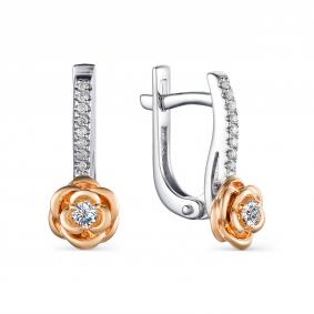 Серьги из белого золота АЛЬКОР 23291-200 с бриллиантом 23291-200 фото