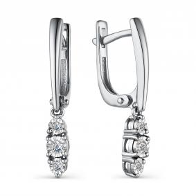 Серьги из белого золота АЛЬКОР 23292-200 с бриллиантом 23292-200 фото