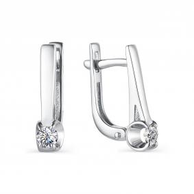 Серьги из белого золота АЛЬКОР 23303-200 с бриллиантом 23303-200 фото