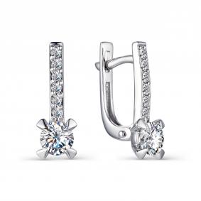 Серьги из белого золота АЛЬКОР 23305-200 с бриллиантом 23305-200 фото